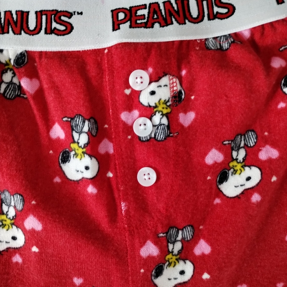 Peanuts Snoopy Pink Hearts Red Pajama Lounge Pants - Picture 3 of 5